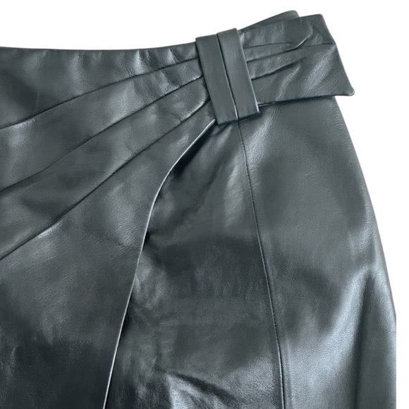 Antonio Melani Black Leather Bow Wrap Style Mini Pencil Skirt Size XS Work Party - Picture 7 of 9